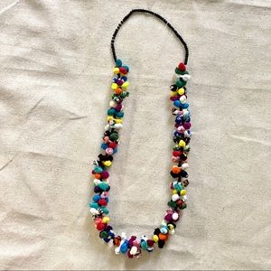 Unique T-Shirt Yarn Knot & Bead Colorful Necklace